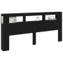 Cabecero de Almacenamiento  con Luces LED Madera Negra 220x18,5x103,5 cm | Foro24.es | Tu tienda online para hogar, jardín y más Foro24.es