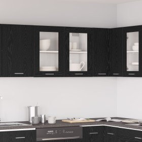 Gabinete de vidrio colgante negro de 80x31x60 cm hecho de madera elaborada von , Küchenschränke - Ref: Foro24-863147, Preis: ...