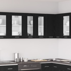 Gabinete de vidrio colgante en roble negro - 60x31x60 cm von , Küchenschränke - Ref: Foro24-863152, Preis: 60,48 €, Rabatt: %