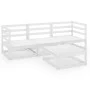 4-teiliges Garten-Lounge-Set aus weißem massivem Kiefernholz von vidaXL, Gartensets - Ref: Foro24-3075325, Preis: 209,39 €, R...