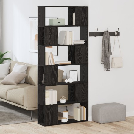 Estantería Negro Roble 80x24x186 cm Madera Elaborada