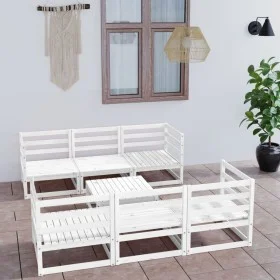 7-piece garden lounge set white solid pine wood by vidaXL, Garden sets - Ref: Foro24-3075335, Price: 388,35 €, Discount: %