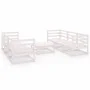 7-teiliges Gartenlounge-Set aus weißem massivem Kiefernholz von vidaXL, Gartensets - Ref: Foro24-3075335, Preis: 388,33 €, Ra...
