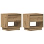Mesita de Noche 2 pcs Roble Artesano 45x34x47 cm Madera
