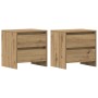 Cabinetes de Noche 2 pcs Roble Artesanal 45x34x44,5 cm Madera Elaborada de , Mesitas de noche - Ref: Foro24-863356, Precio: 1...