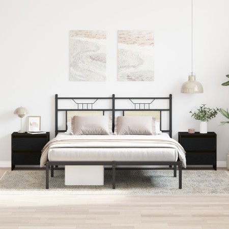 Cabinet de noche 2 pcs Negro Roble 45x34x44,5 cm Madera Engineered de , Mesitas de noche - Ref: Foro24-863358, Precio: 105,60...