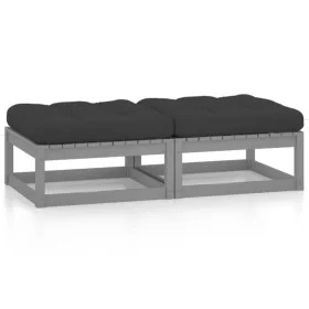 Garden footstool with cushions 2 pcs solid pine wood by vidaXL, Modular outdoor sofas - Ref: Foro24-3076281, Price: 110,30 €,...