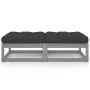 Garten-Fußhocker mit Kissen, 2 Stück, massives Kiefernholz von vidaXL, Modulare Sofas für den Außenbereich - Ref: Foro24-3076...