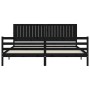 Bed frame with black solid wood headboard 200x200 cm by vidaXL, Beds and slatted bases - Ref: Foro24-3194790, Price: 191,92 €...