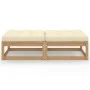 Reposapiés de jardín con cojines 2 uds madera maciza de pino de vidaXL, Sofás modulares de exterior - Ref: Foro24-3076282, Pr...