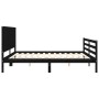 Bed frame with black solid wood headboard 200x200 cm by vidaXL, Beds and slatted bases - Ref: Foro24-3194790, Price: 191,92 €...