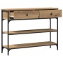 Mesa de Consola Roble Artesanal 100x25x75 cm Madera Contrachapada y Acero de , Mesas auxiliares - Ref: Foro24-863512, Precio:...