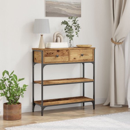 Mesa Consola Madera Vieja 72,5x25x75 cm Madera de Ingeniería y Acero de , Mesas auxiliares - Ref: Foro24-863519, Precio: 82,8...
