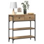 Mesa Consola de Roble Artesanal 72,5x25x75 cm en Madera y Acero de , Mesas auxiliares - Ref: Foro24-863520, Precio: 82,50 €, ...