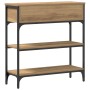 Mesa Consola de Roble Artesanal 72,5x25x75 cm en Madera y Acero de , Mesas auxiliares - Ref: Foro24-863520, Precio: 82,50 €, ...