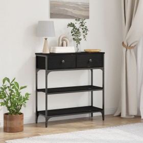 Mesa Consola Negro Roble 72,5x25x75 cm Madera Elaborada y Acero von , Seitentische - Ref: Foro24-863521, Preis: 84,92 €, Raba...