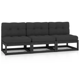 3-seater garden sofa with solid pine wood cushions by vidaXL, Outdoor sofas - Ref: Foro24-3076353, Price: 306,89 €, Discount: %