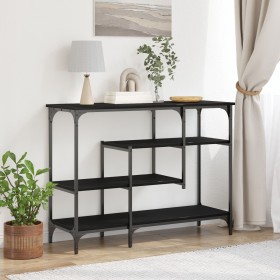 Mesa Consola Negra de Roble 100x35x75 cm de Madera Engineered y Acero by , Side tables - Ref: Foro24-863561, Price: 85,01 €, ...