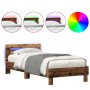 Marco de Cama con Luces LED Madera Vieja 90x200 cm Madera Compensada by , Beds and slatted bases - Ref: Foro24-863795, Price:...
