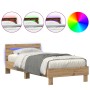 Cama con luces LED Roble Artesanal 75x190 cm Madera técnica de , Camas y somieres - Ref: Foro24-863816, Precio: 93,35 €, Desc...