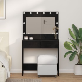 Mesa de tocador con luces LED en Roble Negro 78,5x41x135 cm von , Schlafzimmerkommoden - Ref: Foro24-865029, Preis: 141,03 €,...