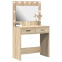 Tocador con luces LED Roble Sonoma 78.5x41x135 cm de , Tocadores para dormitorios - Ref: Foro24-865030, Precio: 117,99 €, Des...