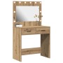 Tocador con Luces LED Roble Artesanal 78.5x41x135 cm de , Tocadores para dormitorios - Ref: Foro24-865036, Precio: 117,88 €, ...