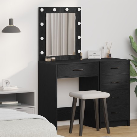 Mesa de Tocador con Luces LED Roble Negro 50x41x135 cm de , Tocadores para dormitorios - Ref: Foro24-865038, Precio: 98,63 €,...