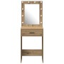 Mesa de tocador con luces LED de roble artesano 50x41x135 cm de , Tocadores para dormitorios - Ref: Foro24-865045, Precio: 93...