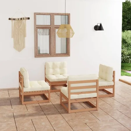 Garden furniture 4 pieces with cushions made of solid pine wood by vidaXL, Garden sets - Ref: Foro24-3076312, Price: 407,03 €...