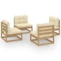 Garden furniture 4 pieces with cushions made of solid pine wood by vidaXL, Garden sets - Ref: Foro24-3076312, Price: 407,03 €...