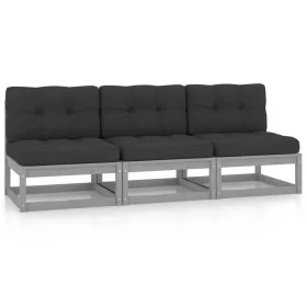 3-seater garden sofa with solid pine wood cushions by vidaXL, Outdoor sofas - Ref: Foro24-3076351, Price: 301,16 €, Discount: %