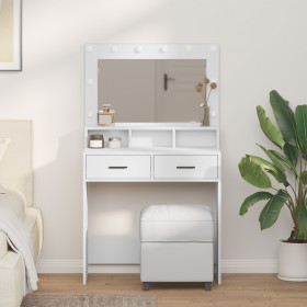 Mesa de tocador con luces LED, Blanca, 79x41x135 cm de , Tocadores para dormitorios - Ref: Foro24-865082, Precio: 124,07 €, D...