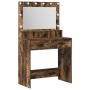 Mesa de tocador con luces LED de madera ahumada 79x41x135 cm de , Tocadores para dormitorios - Ref: Foro24-865086, Precio: 12...