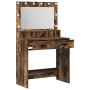 Mesa de tocador con luces LED de madera ahumada 79x41x135 cm de , Tocadores para dormitorios - Ref: Foro24-865086, Precio: 12...