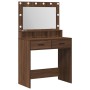 Toallero con luces LED Roble Marrón 79x41x135 cm de , Tocadores para dormitorios - Ref: Foro24-865088, Precio: 128,83 €
