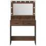 Toallero con luces LED Roble Marrón 79x41x135 cm de , Tocadores para dormitorios - Ref: Foro24-865088, Precio: 128,83 €