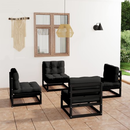 4-teiliges Gartenmöbel-Set mit Kissen aus massivem Kiefernholz von vidaXL, Gartensets - Ref: Foro24-3076313, Preis: 415,36 €,...
