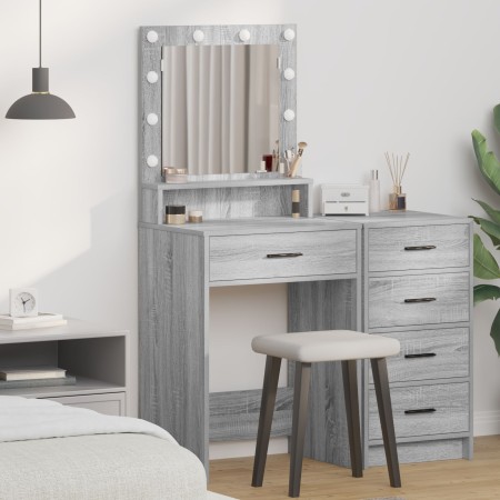 Mesa de tocador con luces LED Gris Sonoma 50x41x135 cm de , Tocadores para dormitorios - Ref: Foro24-865096, Precio: 101,46 €...