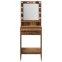 Mesa de tocador con luces LED de madera envejecida 50x41x135 cm de , Tocadores para dormitorios - Ref: Foro24-865098, Precio:...