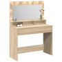 Tocador con Luces LED Sonoma Roble 100x41x135 cm de , Tocadores para dormitorios - Ref: Foro24-865102, Precio: 131,66 €, Desc...