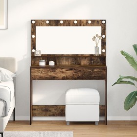 Mesa de Maquillaje con Luces LED en Roble Ahumado 100x41x135 cm by , Bedroom Dressers - Ref: Foro24-865104, Price: 125,28 €, ...