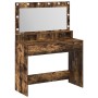 Mesa de Maquillaje con Luces LED en Roble Ahumado 100x41x135 cm de , Tocadores para dormitorios - Ref: Foro24-865104, Precio:...