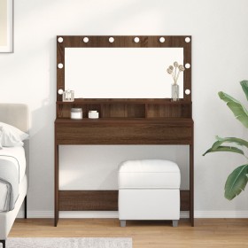 Mesa de tocador con luces LED en color Roble Marrón, 100x41x135 cm by , Bedroom Dressers - Ref: Foro24-865106, Price: 128,97 ...