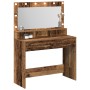Mesa de Tocador con Luces LED - Madera Vintage - 100x41x135 cm de , Tocadores para dormitorios - Ref: Foro24-865107, Precio: ...