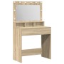Mesa de Maquillaje con Luces LED Roble Sonoma 79x41x135 cm de , Tocadores para dormitorios - Ref: Foro24-865111, Precio: 110,...