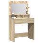 Mesa de Maquillaje con Luces LED Roble Sonoma 79x41x135 cm de , Tocadores para dormitorios - Ref: Foro24-865111, Precio: 110,...