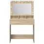 Mesa de Maquillaje con Luces LED Roble Sonoma 79x41x135 cm de , Tocadores para dormitorios - Ref: Foro24-865111, Precio: 110,...