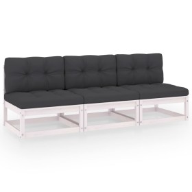 3-seater garden sofa with solid pine wood cushions by vidaXL, Outdoor sofas - Ref: Foro24-3076350, Price: 291,10 €, Discount: %