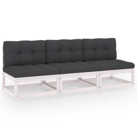 3-seater garden sofa with solid pine wood cushions by vidaXL, Outdoor sofas - Ref: Foro24-3076350, Price: 285,12 €, Discount: %